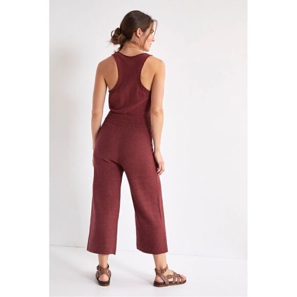 NEW Daily Practice by Anthropologie Cropped Knit Seamed Lounge Jumpsuit Medium - Picture 4 of 4